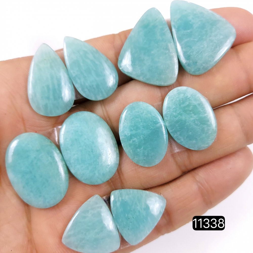 5 Pairs 130Cts Natural Amazonite Loose Cabochon Flat Back Gemstone Pair Lot Earrings Crystal Lot for Jewelry Making Gift For Her 28x20-17x17mm #11338
