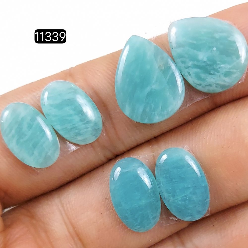 3 Pairs 27Cts Natural Amazonite Loose Cabochon Flat Back Gemstone Pair Lot Earrings Crystal Lot for Jewelry Making Gift For Her 16x12-13x9mm #11339