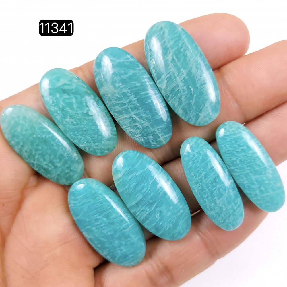 4 Pairs 167Cts Natural Amazonite Loose Cabochon Flat Back Gemstone Pair Lot Earrings Crystal Lot for Jewelry Making Gift For Her 31x15-27x15mm #11341