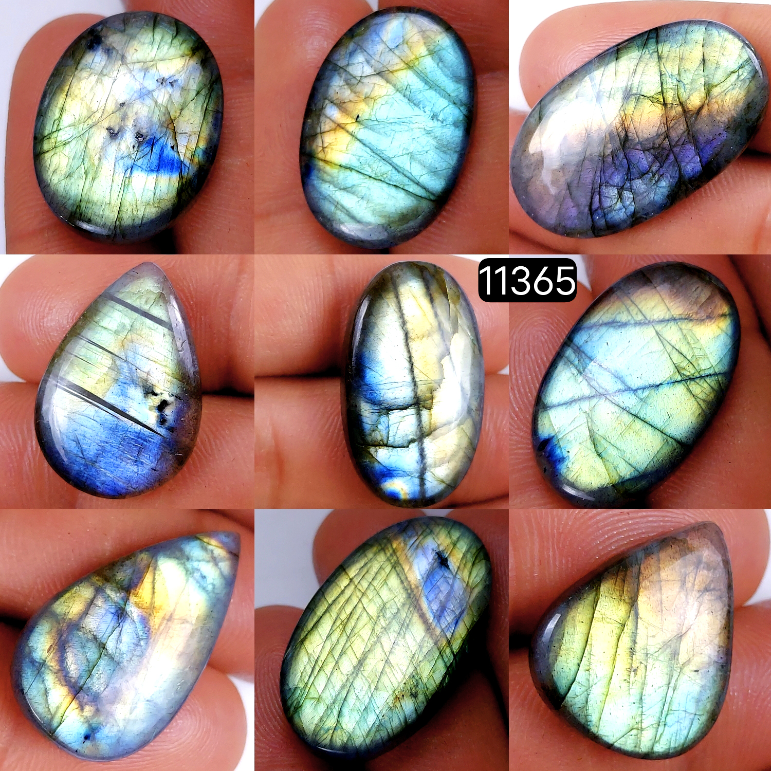 9Pcs 217Cts Natural Labradorite Cabochon Lot Polished Loose Gemstone Flat Back Labradorite Jewelry Making Crystal Handmade Silver Pendant Mix Shapes 34X20-22X18mm R-11365