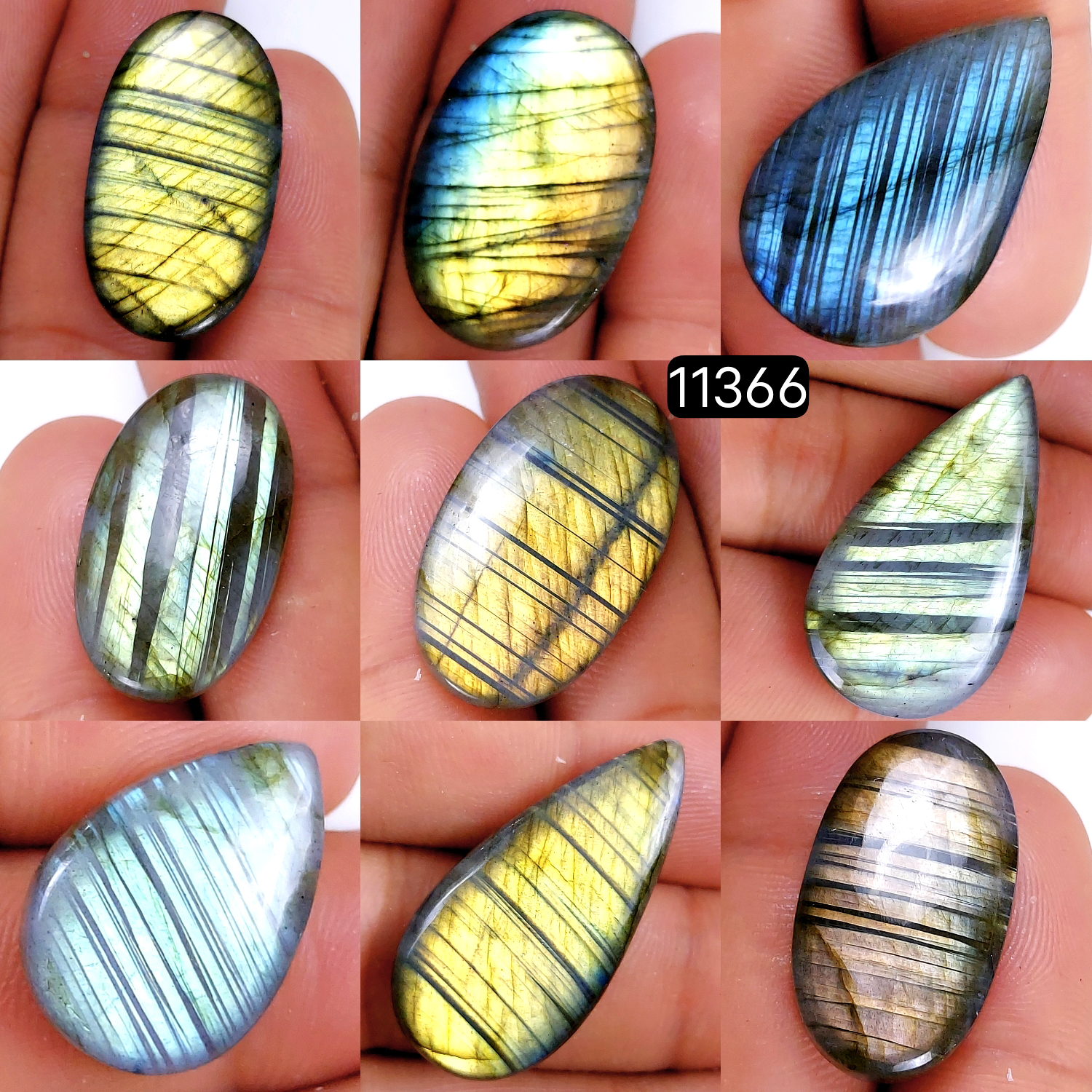 9Pcs 237Cts Natural Labradorite Cabochon Lot Polished Loose Gemstone Flat Back Labradorite Jewelry Making Crystal Handmade Silver Pendant Mix Shapes 35X20-22X15mm 11366