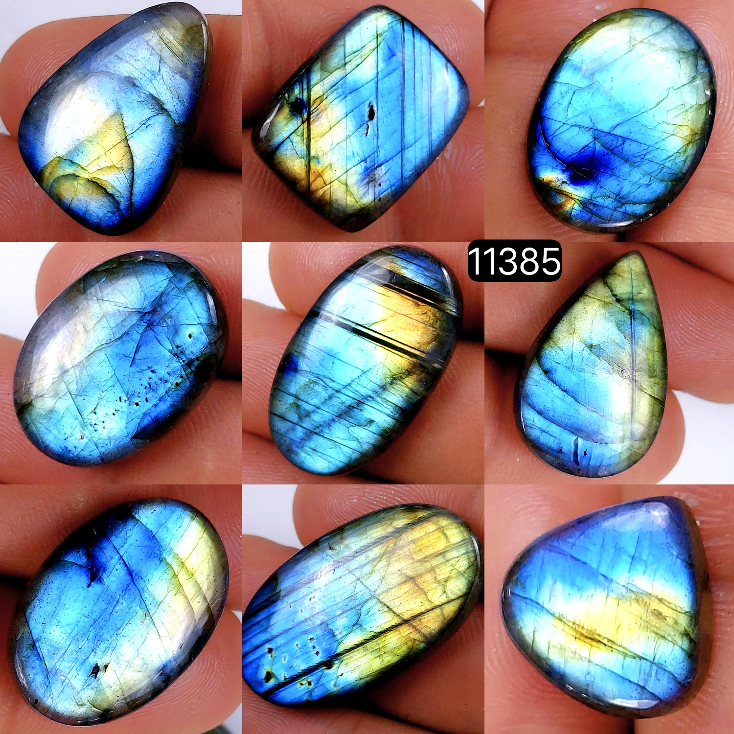 9Pcs 199Cts Natural Labradorite Cabochon Lot Polished Loose Gemstone Flat Back Labradorite Jewelry Making Crystal Handmade Silver Pendant Mix Shapes 35X20-16X16mm 11385