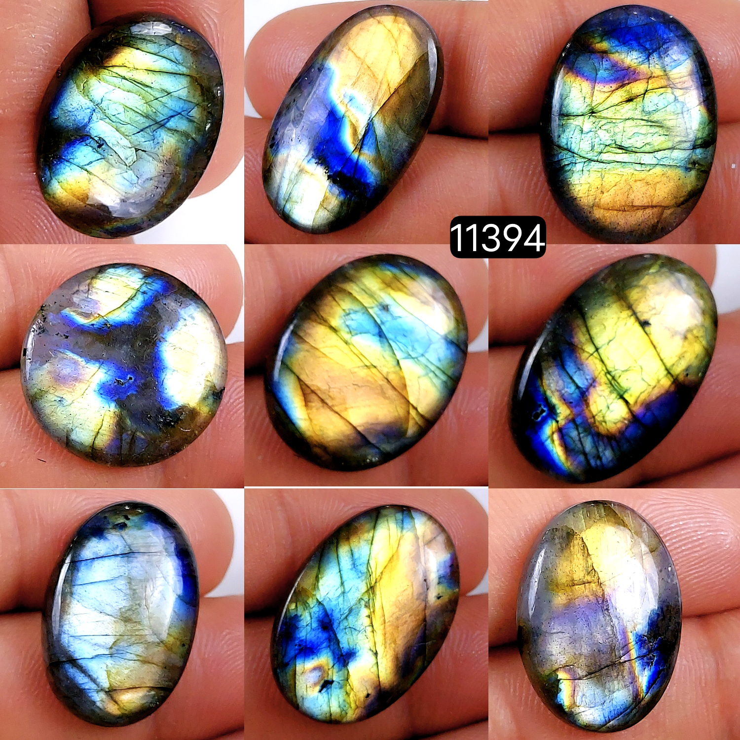 9Pcs 186Cts Natural Labradorite Cabochon Lot Polished Loose Gemstone Flat Back Labradorite Jewelry Making Crystal Handmade Silver Pendant Mix Shapes 28x18-22x15mm 11394