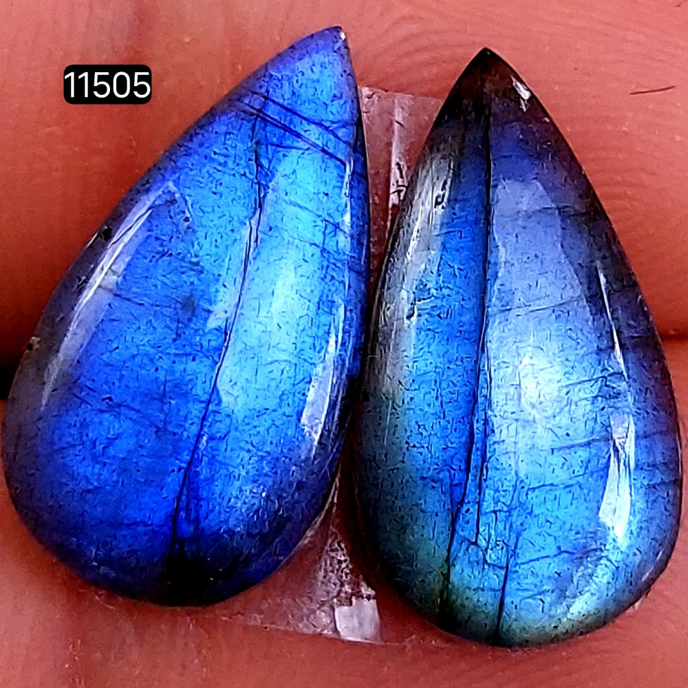 1 Pairs 15Cts Natural Labradorite Loose Cabochon Flat Back Gemstone Pair Lot Earrings Crystal Lot for Jewelry Making Gift For Her 21x10mm #11505