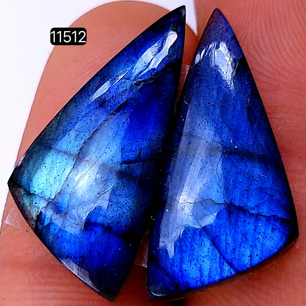1 Pairs 22Cts Natural Labradorite Loose Cabochon Flat Back Gemstone Pair Lot Earrings Crystal Lot for Jewelry Making Gift For Her 27X12mm #11512