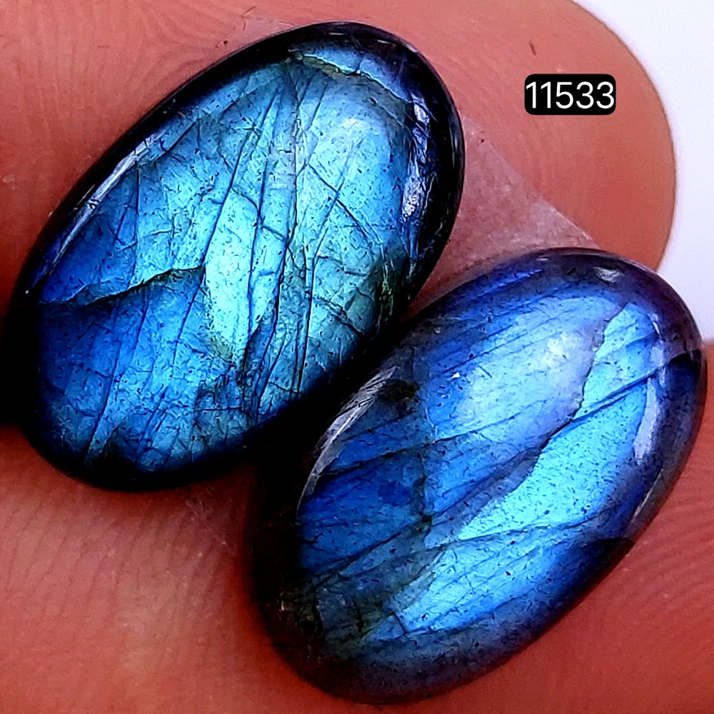 1 Pairs 19Cts Natural Labradorite Loose Cabochon Flat Back Gemstone Pair Lot Earrings Crystal Lot for Jewelry Making Gift For Her 18X11mm #11533