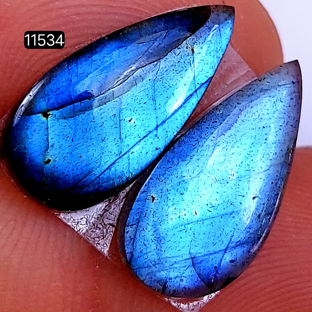 1 Pairs 11Cts Natural Labradorite Loose Cabochon Flat Back Gemstone Pair Lot Earrings Crystal Lot for Jewelry Making Gift For Her 19X9mm #11534