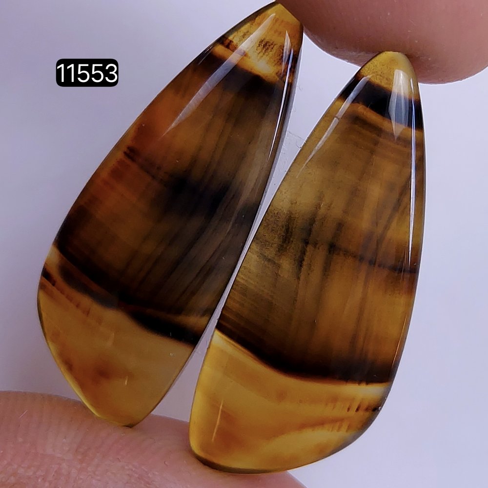 1 Pairs 30Cts Natural Montana Loose Cabochon Flat Back Gemstone Pair Lot Earrings Crystal Lot for Jewelry Making Gift For Her 33x13mm #11553