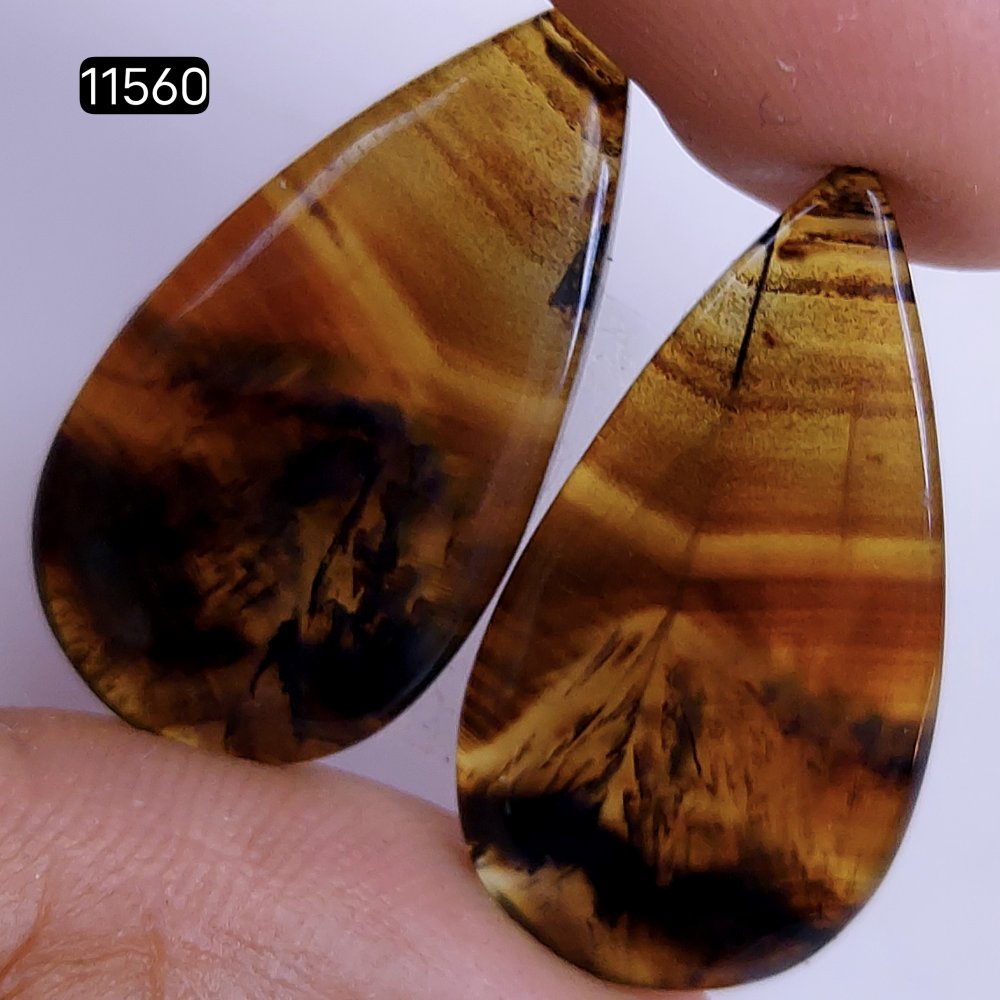 1 Pairs 30Cts Natural Montana Loose Cabochon Flat Back Gemstone Pair Lot Earrings Crystal Lot for Jewelry Making Gift For Her 30x16mm #11560