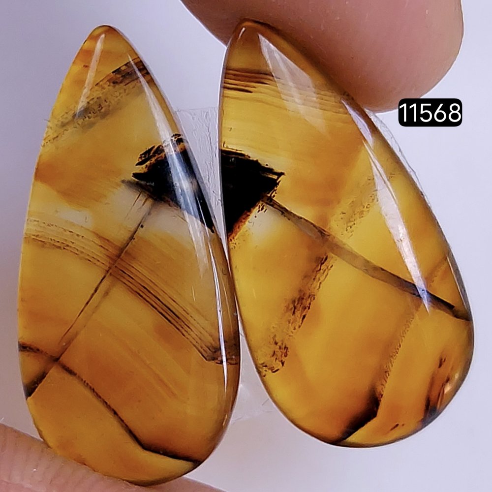 1 Pairs 18Cts Natural Montana Loose Cabochon Flat Back Gemstone Pair Lot Earrings Crystal Lot for Jewelry Making Gift For Her 25x12mm #11568