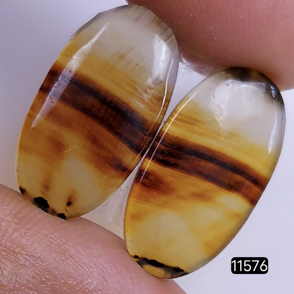 1 Pairs 16Cts Natural Montana Loose Cabochon Flat Back Gemstone Pair Lot Earrings Crystal Lot for Jewelry Making Gift For Her 22x12mm #11576