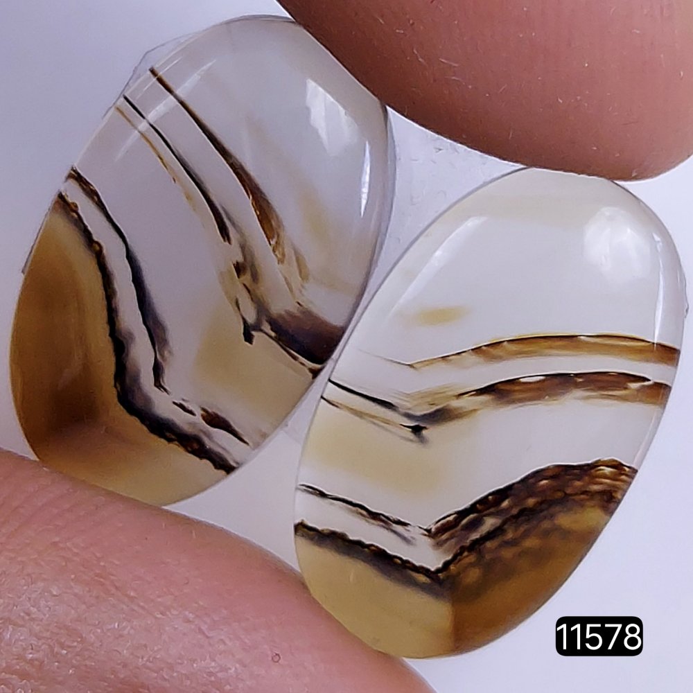 1 Pairs 24Cts Natural Montana Loose Cabochon Flat Back Gemstone Pair Lot Earrings Crystal Lot for Jewelry Making Gift For Her 22x13mm #11578