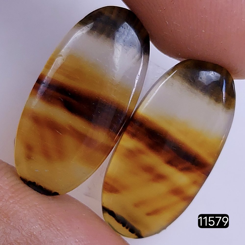 1 Pairs 18Cts Natural Montana Loose Cabochon Flat Back Gemstone Pair Lot Earrings Crystal Lot for Jewelry Making Gift For Her 23x12mm #11579