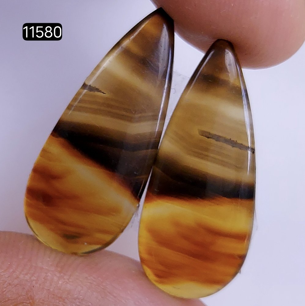 1 Pairs 20Cts Natural Montana Loose Cabochon Flat Back Gemstone Pair Lot Earrings Crystal Lot for Jewelry Making Gift For Her 28x12mm #11580