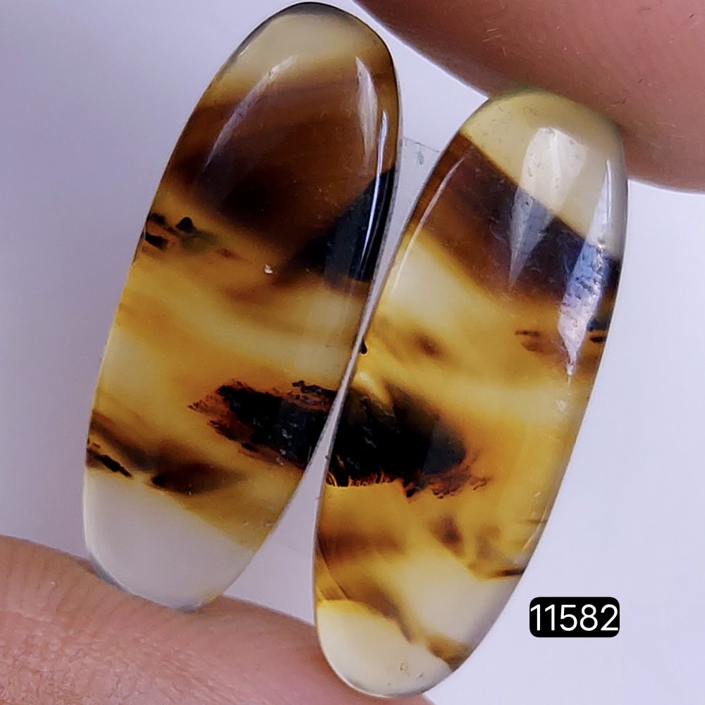 1 Pairs 17Cts Natural Montana Loose Cabochon Flat Back Gemstone Pair Lot Earrings Crystal Lot for Jewelry Making Gift For Her 26x10mm #11582