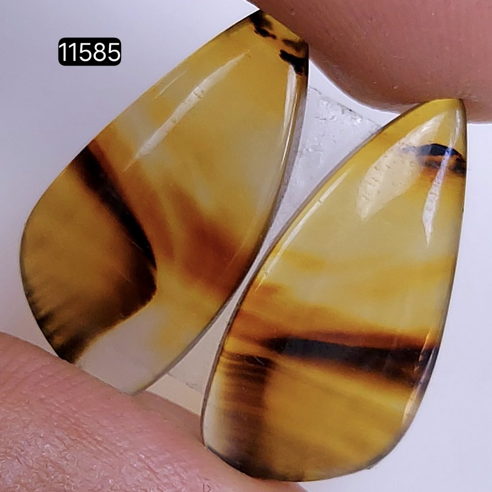 1 Pairs 16Cts Natural Montana Loose Cabochon Flat Back Gemstone Pair Lot Earrings Crystal Lot for Jewelry Making Gift For Her 24x12mm #11585