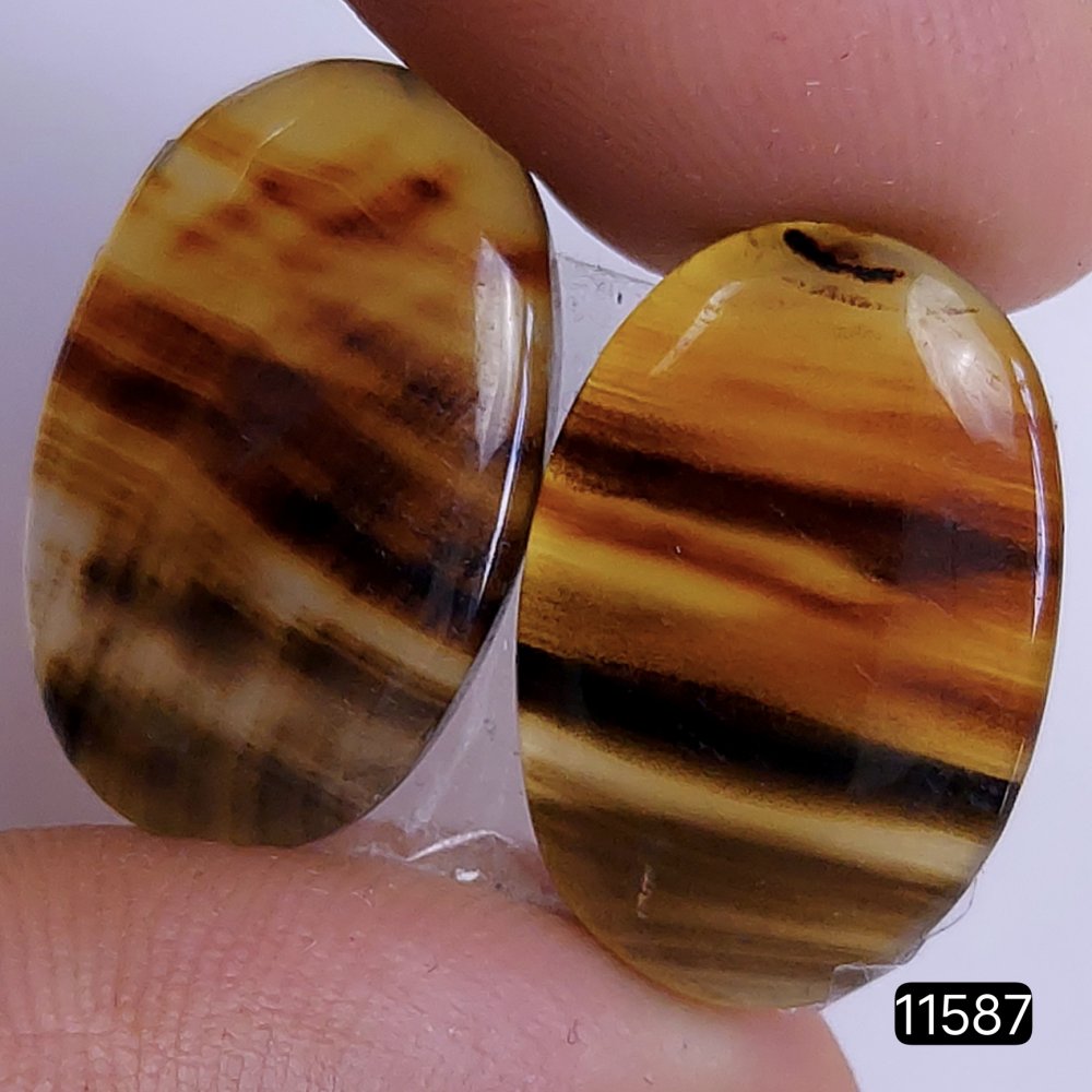 1 Pairs 21Cts Natural Montana Loose Cabochon Flat Back Gemstone Pair Lot Earrings Crystal Lot for Jewelry Making Gift For Her 22x14mm #11587