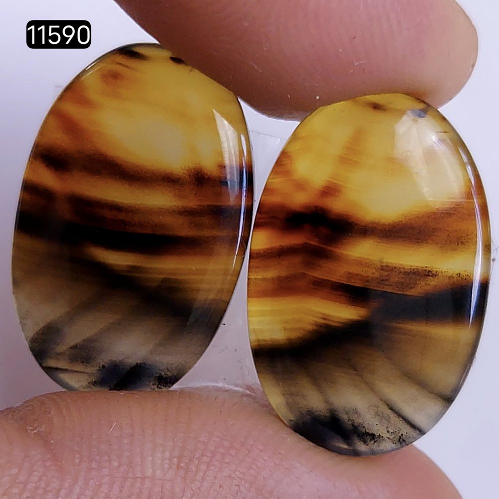 1 Pairs 24Cts Natural Montana Loose Cabochon Flat Back Gemstone Pair Lot Earrings Crystal Lot for Jewelry Making Gift For Her 23x15mm #11590