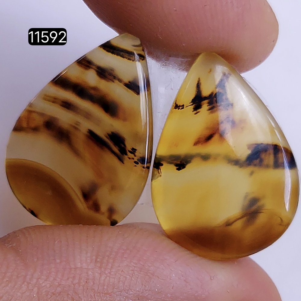 1 Pairs 21Cts Natural Montana Loose Cabochon Flat Back Gemstone Pair Lot Earrings Crystal Lot for Jewelry Making Gift For Her 22x16mm #11592
