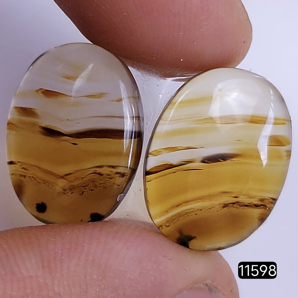 1 Pairs 19Cts Natural Montana Loose Cabochon Flat Back Gemstone Pair Lot Earrings Crystal Lot for Jewelry Making Gift For Her 17x14mm #11598