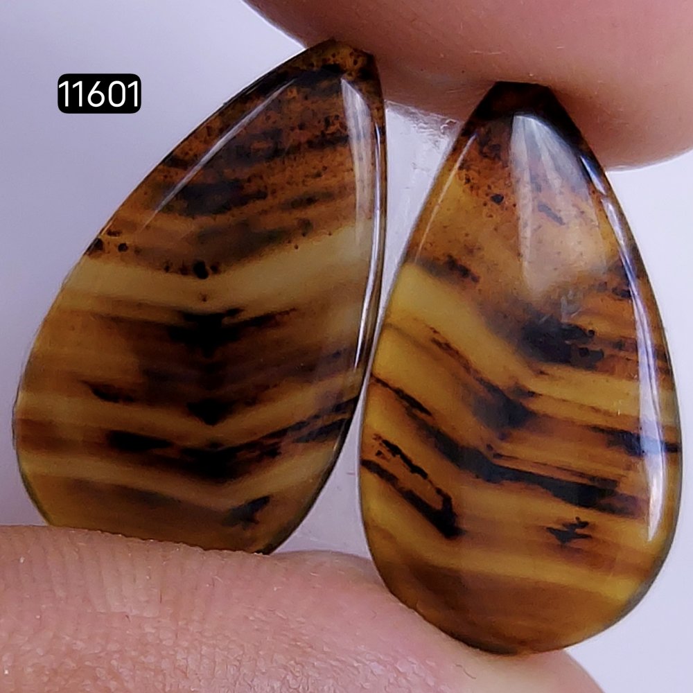 1 Pairs 16Cts Natural Montana Loose Cabochon Flat Back Gemstone Pair Lot Earrings Crystal Lot for Jewelry Making Gift For Her 23x13mm #11601