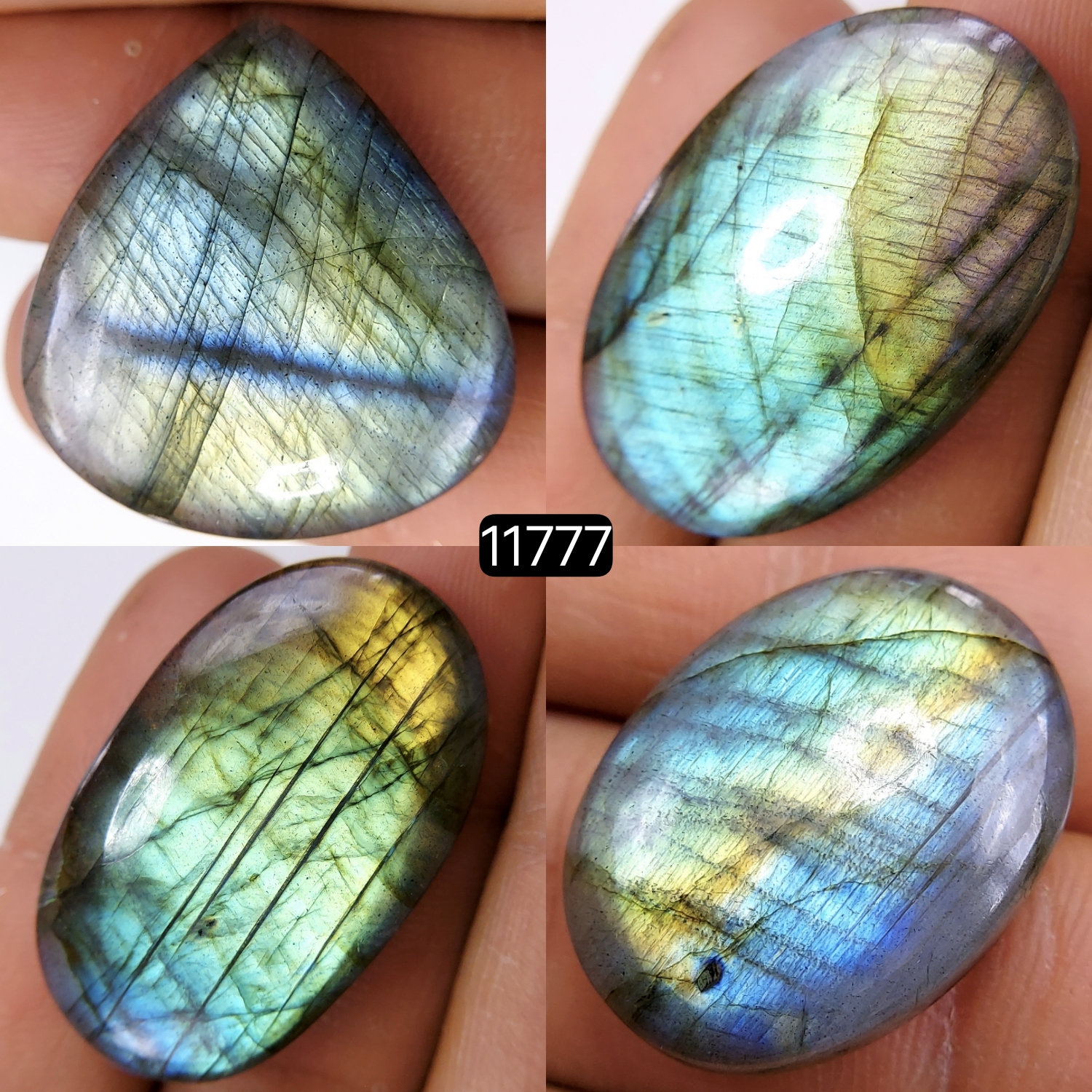 4 Pcs 160 Cts Natural Labradorite Cabochon Loose Gemstone Jewelry Wire Wrapped Pendant Semi-Precious Healing Crystal Lots 36X22-25X19mm 11777