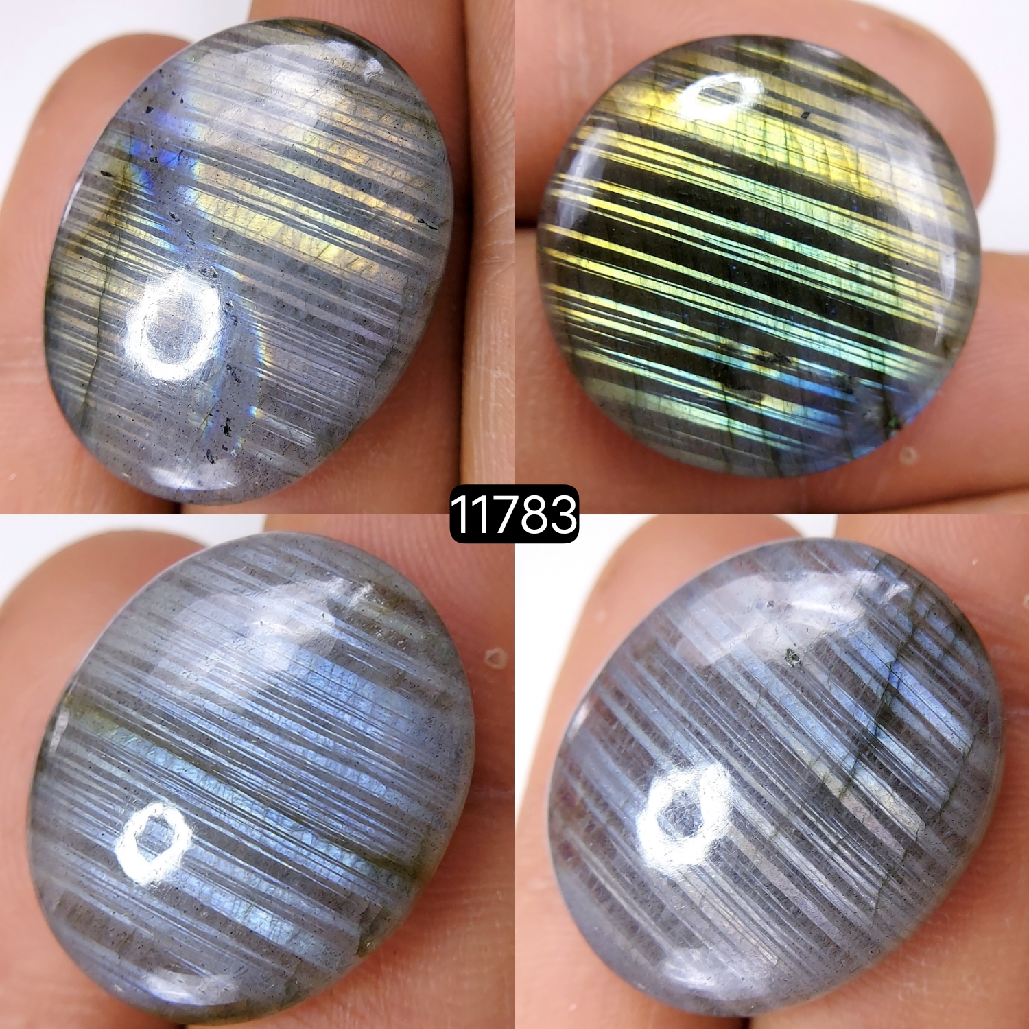4 Pcs 129 Cts Natural Labradorite Cabochon Loose Gemstone Jewelry Wire Wrapped Pendant Semi-Precious Healing Crystal Lots 31X24-22X19mm 11783