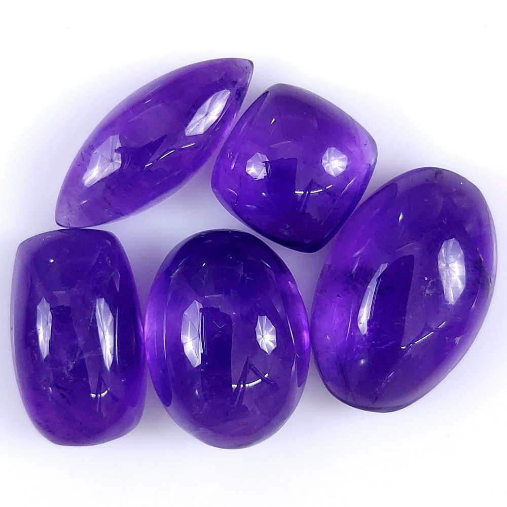 5Pcs 60Cts. Natural Purple Amethyst Cabochon Mix Shape Loose Gemstone Jewelry Making#118