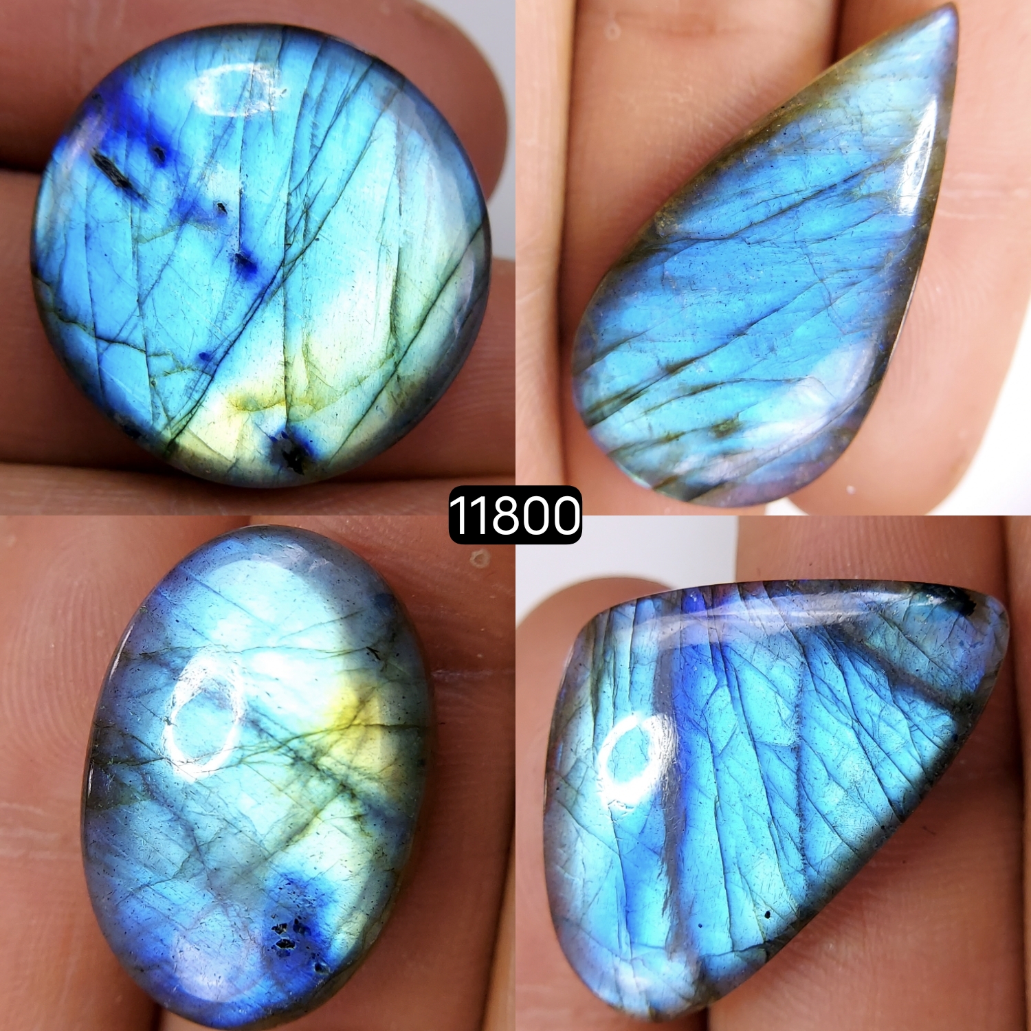 4 Pcs 114 Cts Natural Labradorite Cabochon Loose Gemstone Jewelry Wire Wrapped Pendant Semi-Precious Healing Crystal Lots 35X19-25X13mm 11800