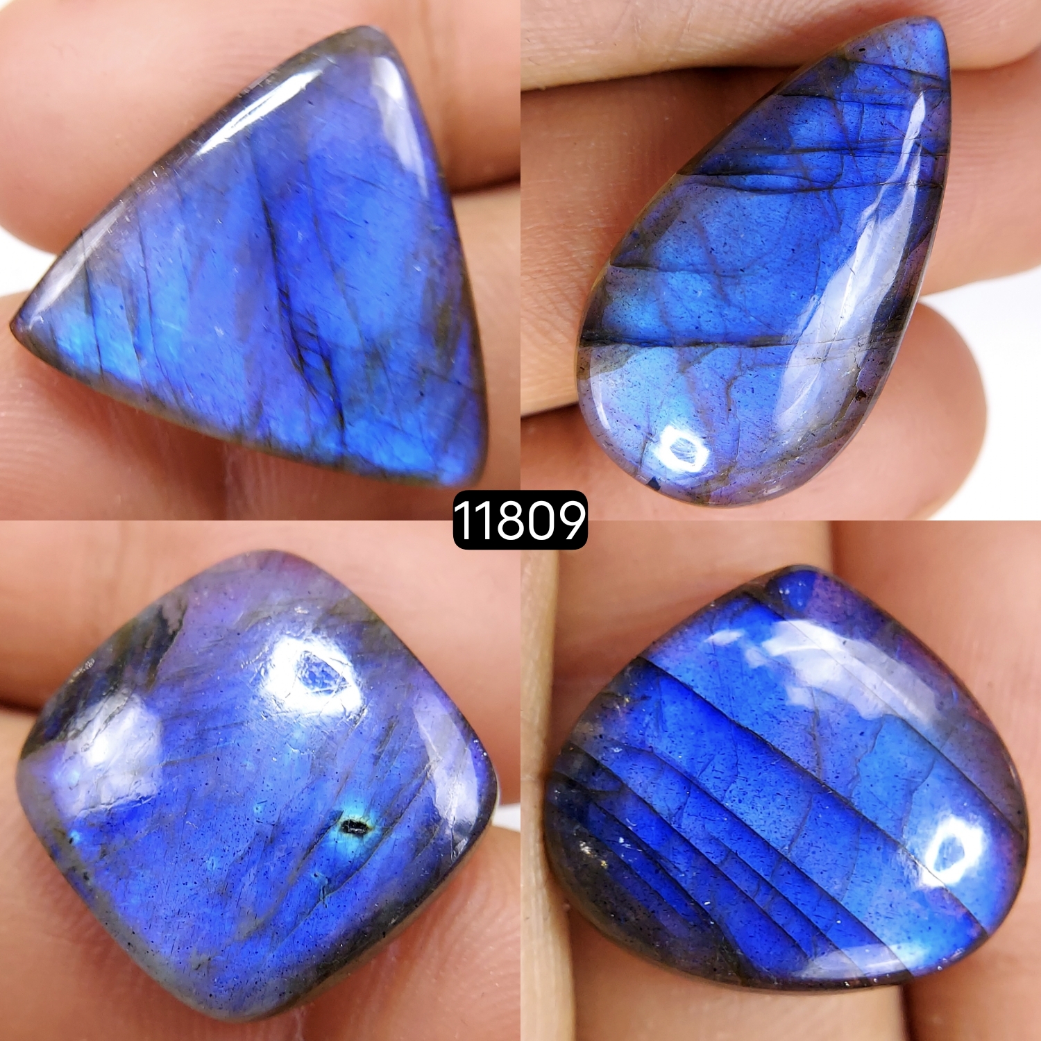 4 Pcs 82 Cts Natural Labradorite Cabochon Loose Gemstone Jewelry Wire Wrapped Pendant Semi-Precious Healing Crystal Lots 29X17-18X20mm 11809