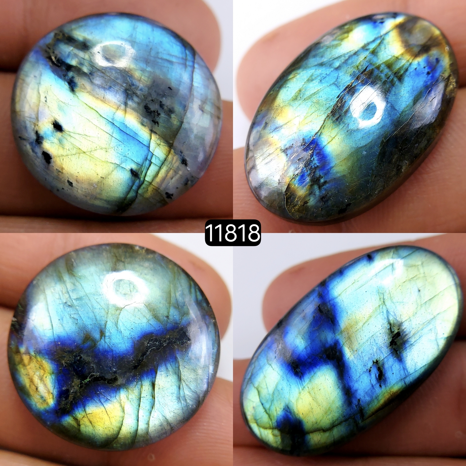 4 Pcs 151 Cts Natural Labradorite Cabochon Loose Gemstone Jewelry Wire Wrapped Pendant Semi-Precious Healing Crystal Lots 37X21-30X20mm 11818