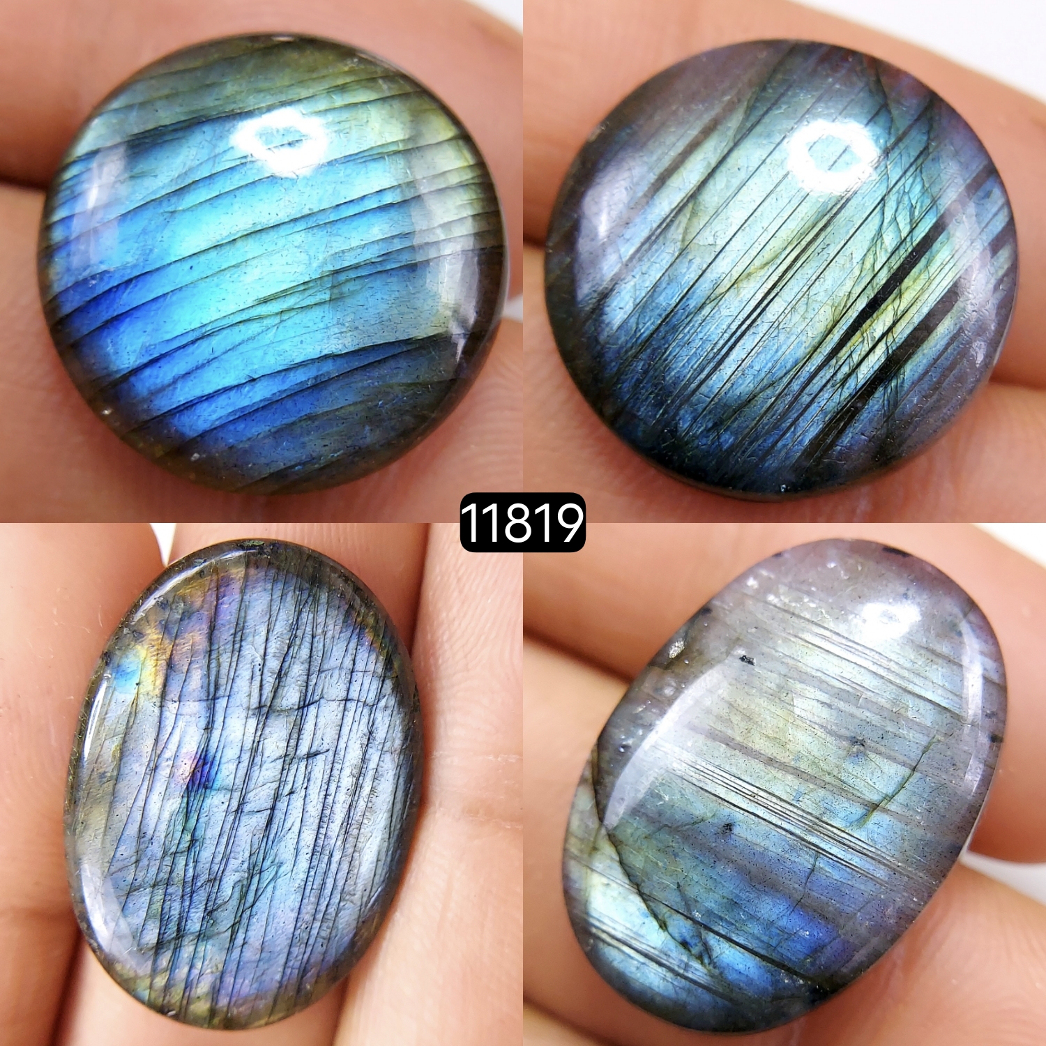 4 Pcs 97 Cts Natural Labradorite Cabochon Loose Gemstone Jewelry Wire Wrapped Pendant Semi-Precious Healing Crystal Lots 28X20-20X20mm R-11819