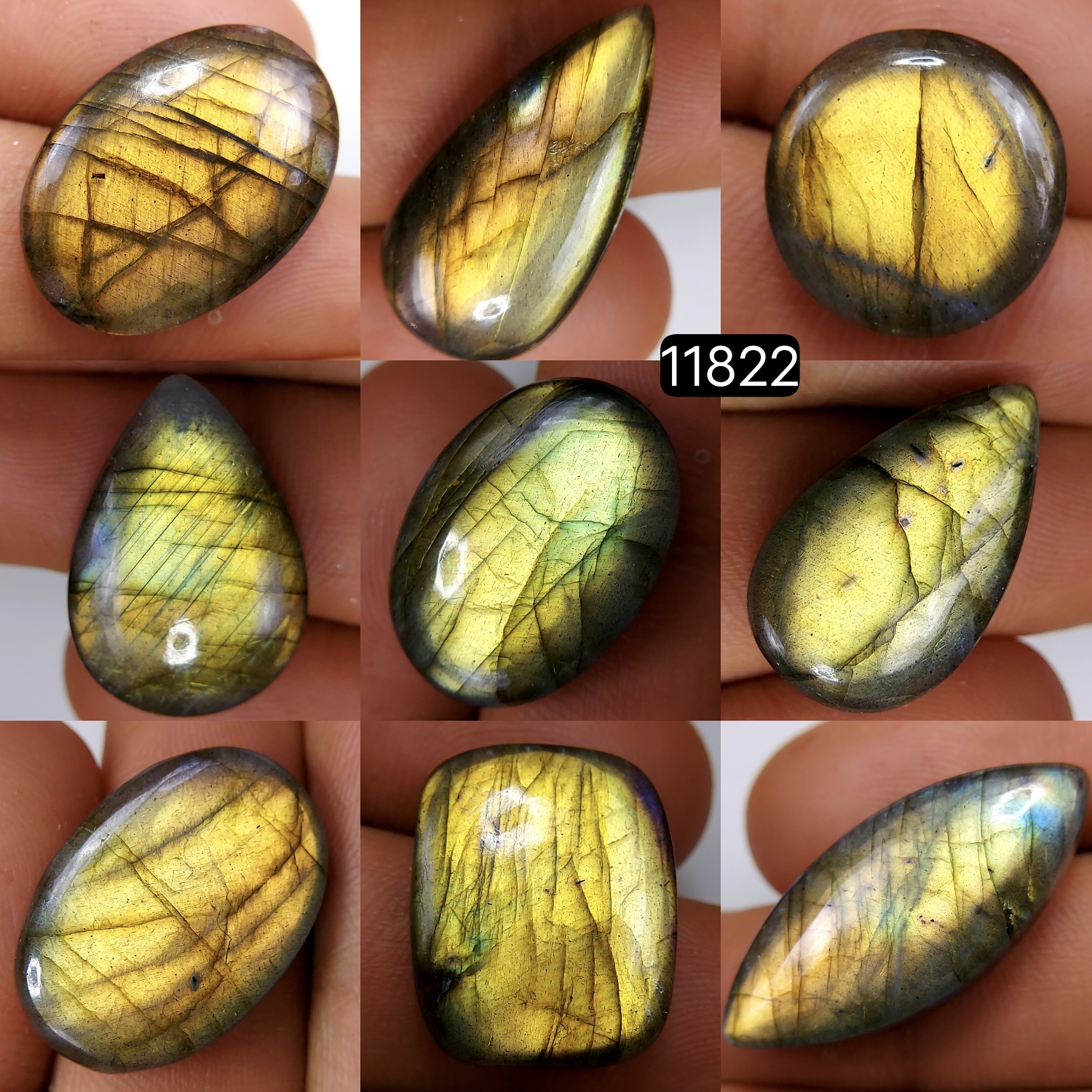 9 Pcs 152 Cts Natural Labradorite Cabochon Loose Gemstone Jewelry Wire Wrapped Pendant Semi-Precious Healing Crystal Lots 31X14-16X16mm R-11822