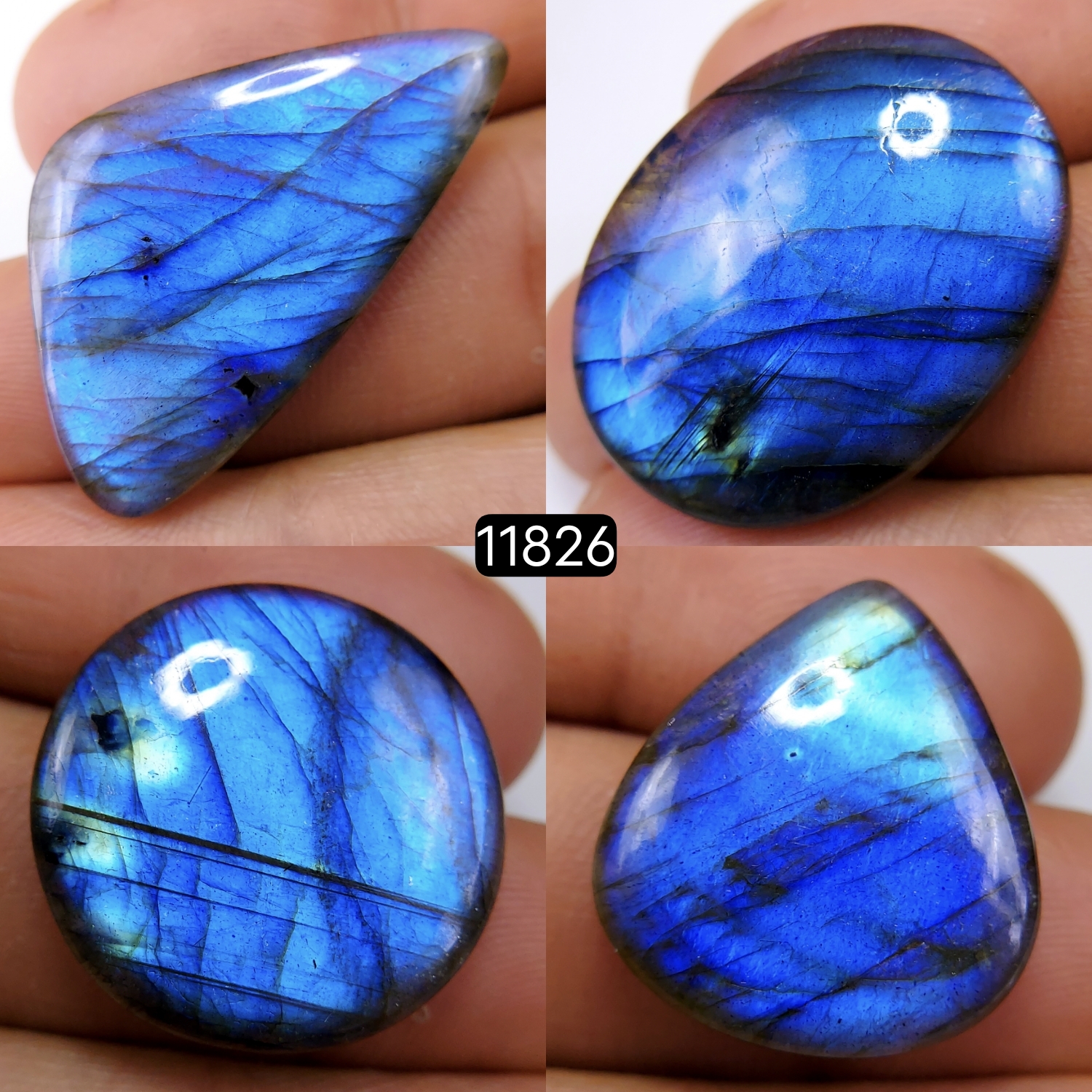 4 Pcs 121 Cts Natural Labradorite Cabochon Loose Gemstone Jewelry Wire Wrapped Pendant Semi-Precious Healing Crystal Lots 36X20-23X21mm R-11826