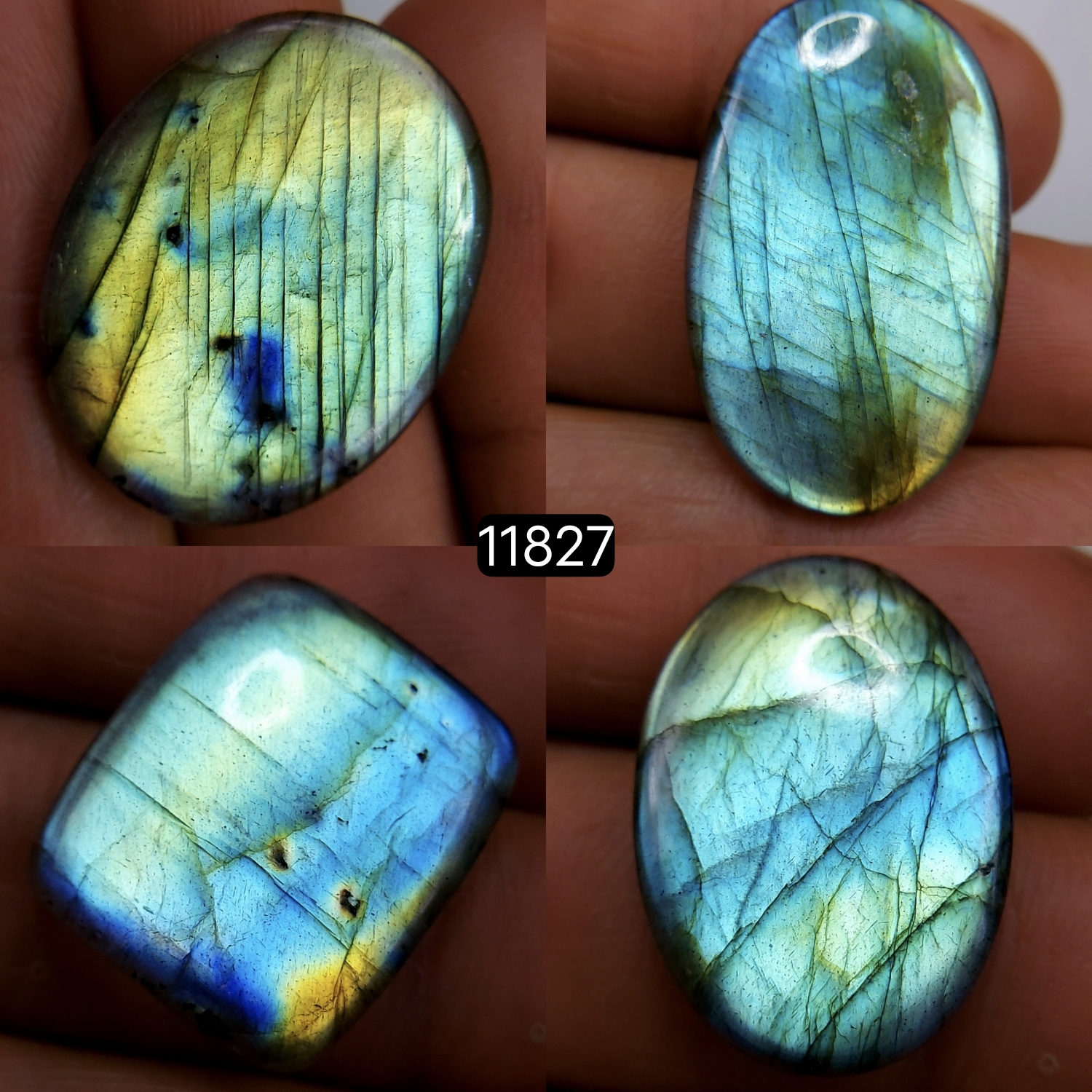 4 Pcs 90 Cts Natural Labradorite Cabochon Loose Gemstone Jewelry Wire Wrapped Pendant Semi-Precious Healing Crystal Lots 34X20-22X19mm R-11827