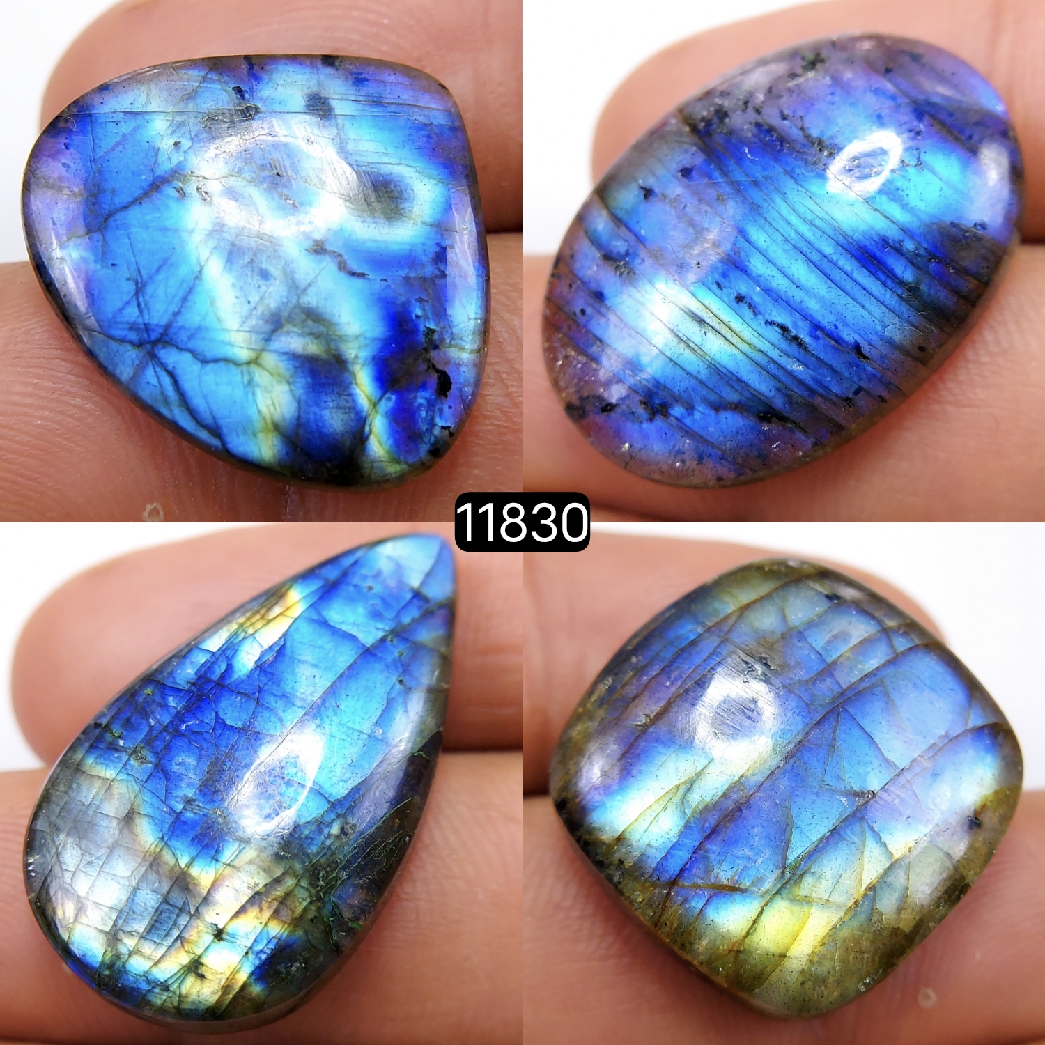 4 Pcs 115 Cts Natural Labradorite Cabochon Loose Gemstone Jewelry Wire Wrapped Pendant Semi-Precious Healing Crystal Lots 32X18-21X23mm R-11830