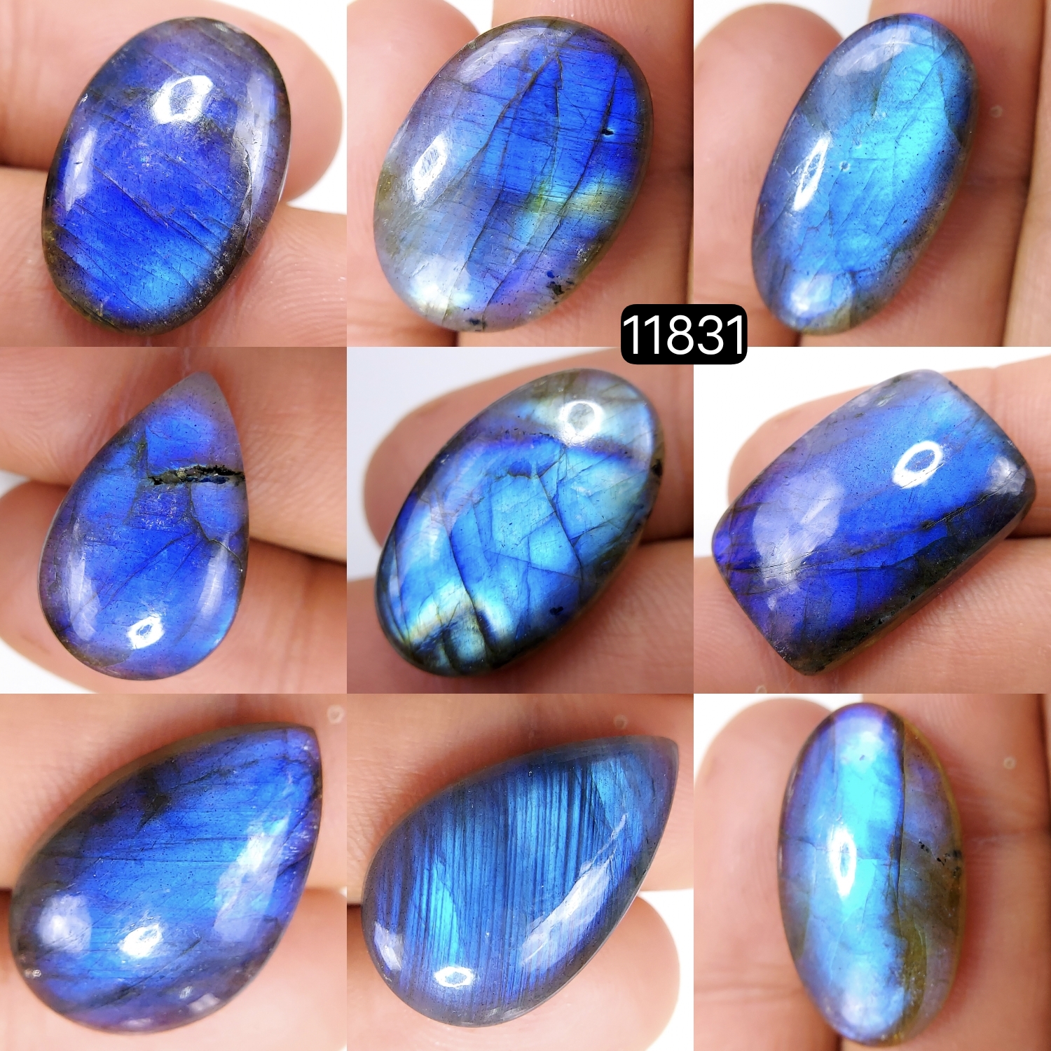 9 Pcs 177 Cts Natural Labradorite Cabochon Loose Gemstone Jewelry Wire Wrapped Pendant Semi-Precious Healing Crystal Lots 25X12-22X14mm R-11831