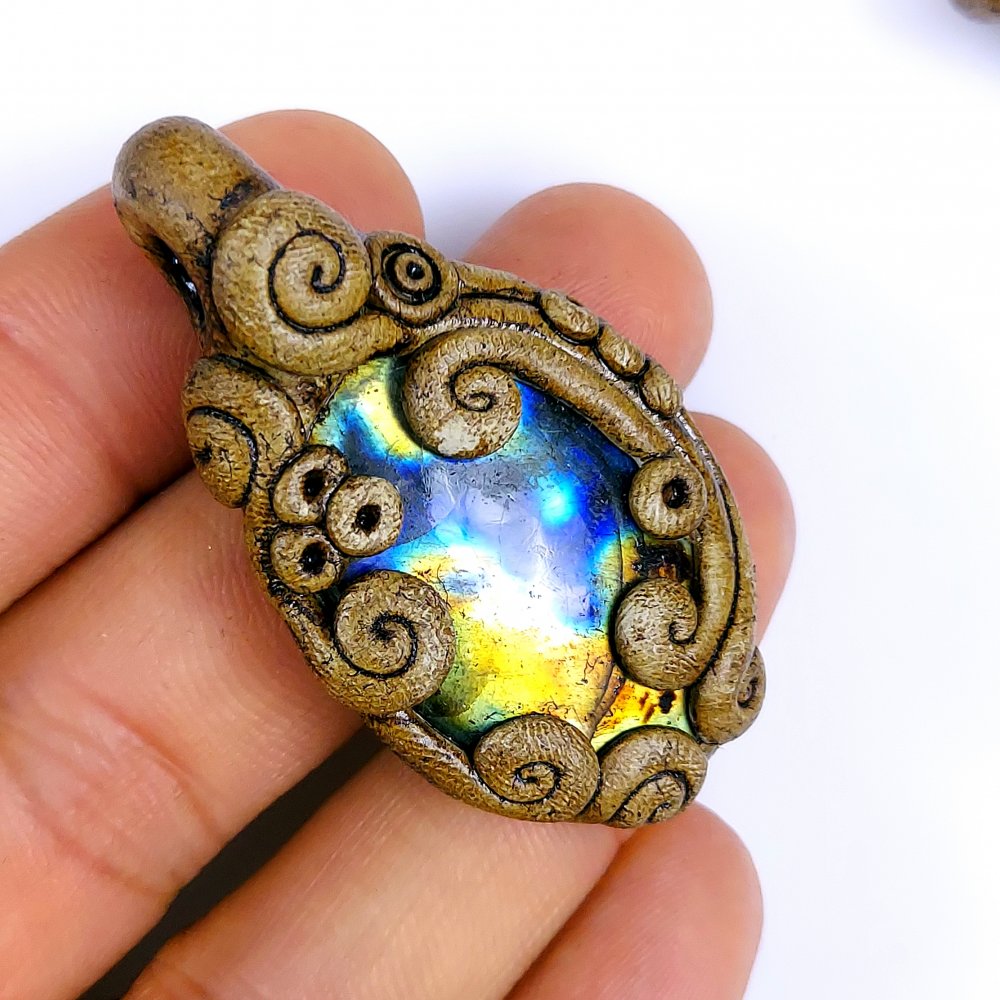 4 Pcs Lot 510Cts Natural Labradorite Polymer Pendant, Blue fire Labradorite Gemstone Pendant,Single Stone Crystal oval shape Pendant, boho pendant 64x38 48x28mm#1184