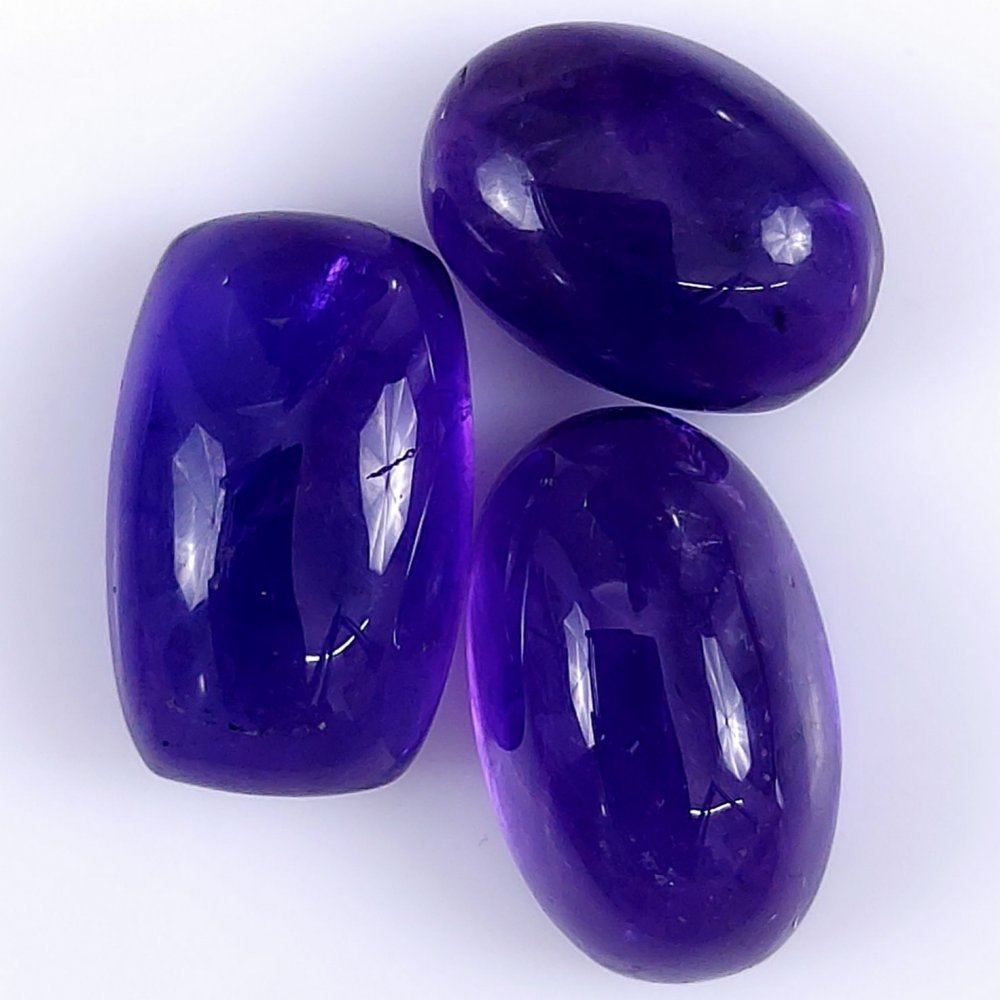 3Pcs 38Cts. Natural Purple Amethyst Cabochon Mix Shape Loose Gemstone  Jewelry Making#119