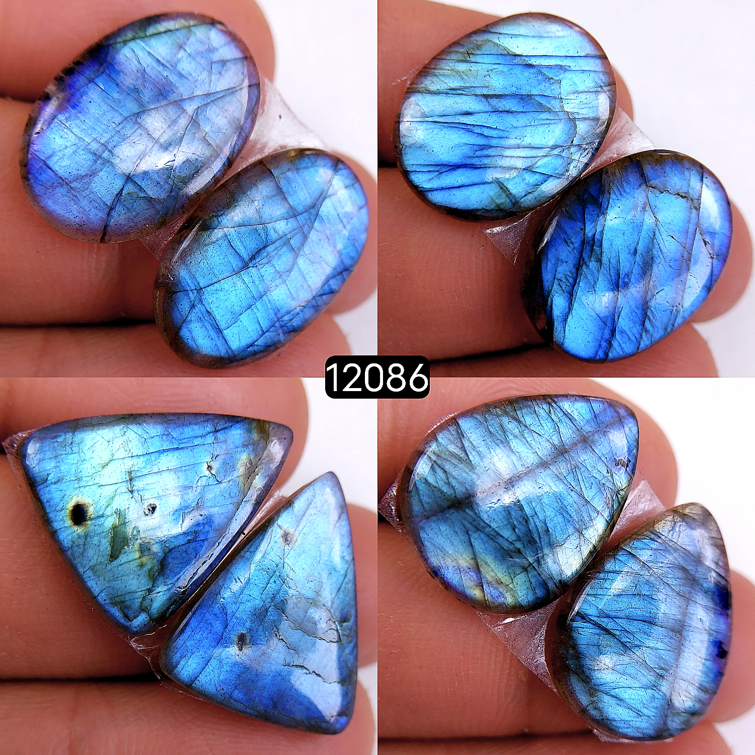 4Pair 70Cts  Labradorite pairs Labradorite Cabochon Loose Gemstone Labradorite pair for Earring For Woman Earrings Mix Shapes Dangle Drop Earrings 22X16-21X15mm 12086