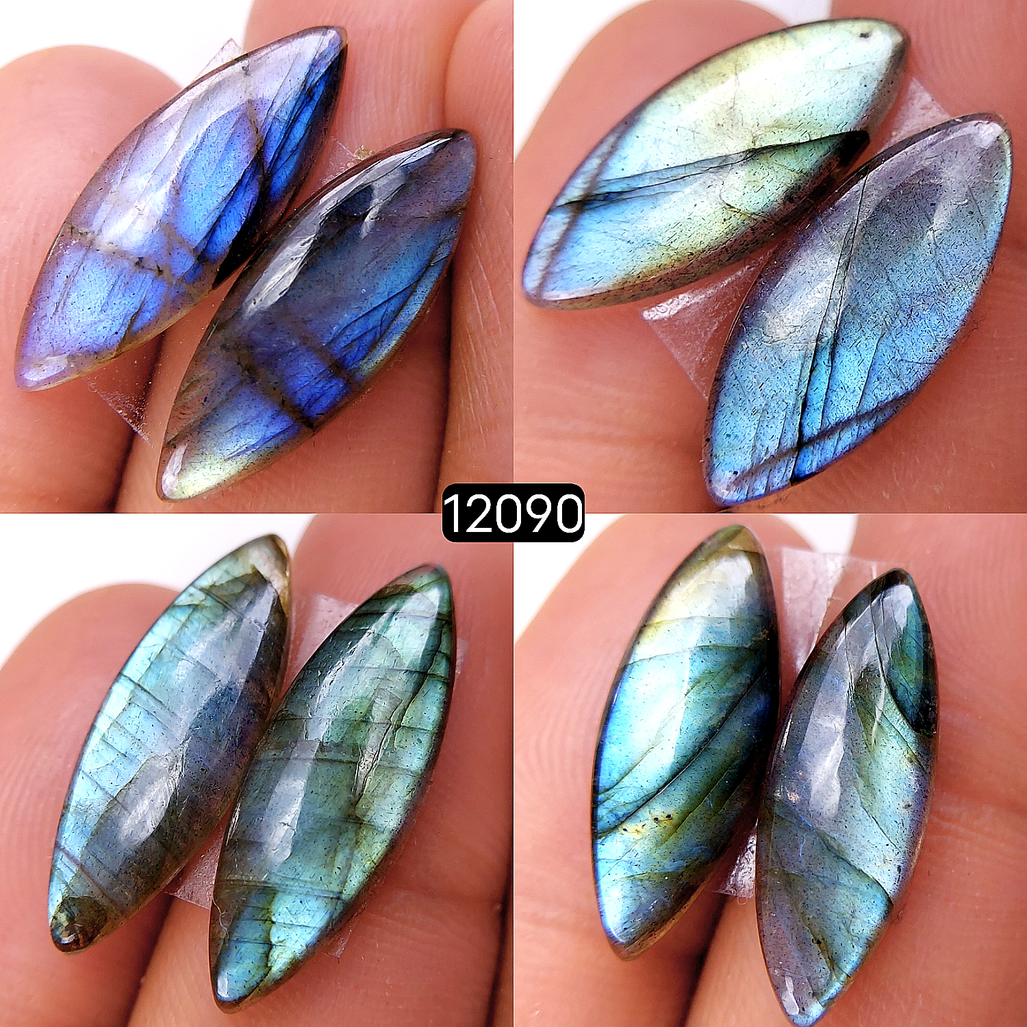 4Pair 42Cts  Labradorite pairs Labradorite Cabochon Loose Gemstone Labradorite pair for Earring For Woman Earrings Mix Shapes Dangle Drop Earrings 28X8-22X8mm 12090
