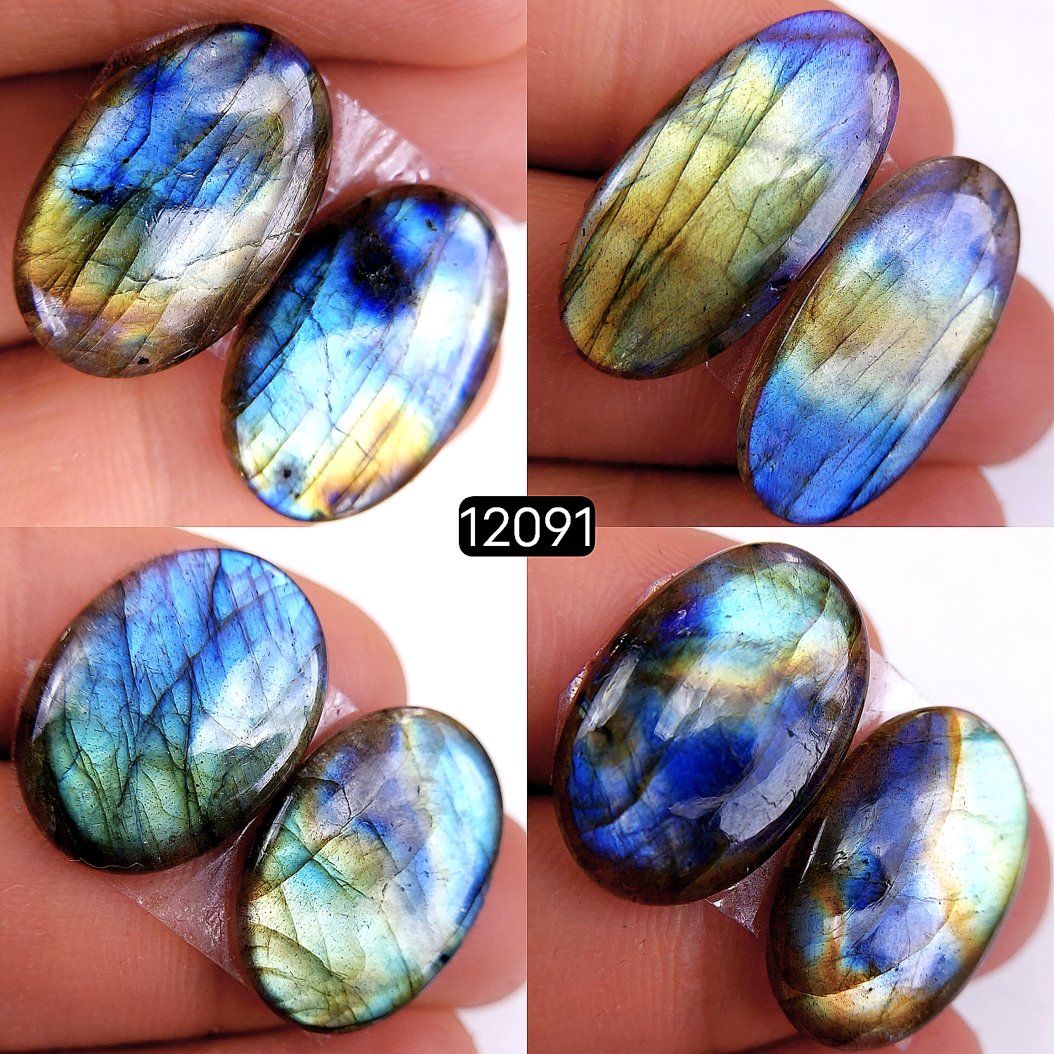4Pair 80Cts  Labradorite pairs Labradorite Cabochon Loose Gemstone Labradorite pair for Earring For Woman Earrings Mix Shapes Dangle Drop Earrings 26X12-21X13mm 12091