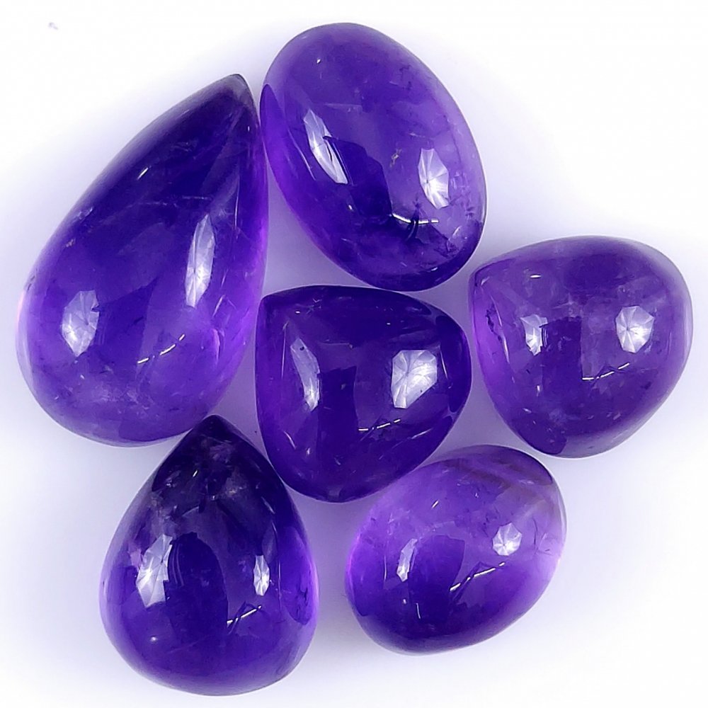 6Pcs 56Cts. Natural Purple Amethyst Cabochon Mix Shape Loose Gemstone  Jewelry Making#121
