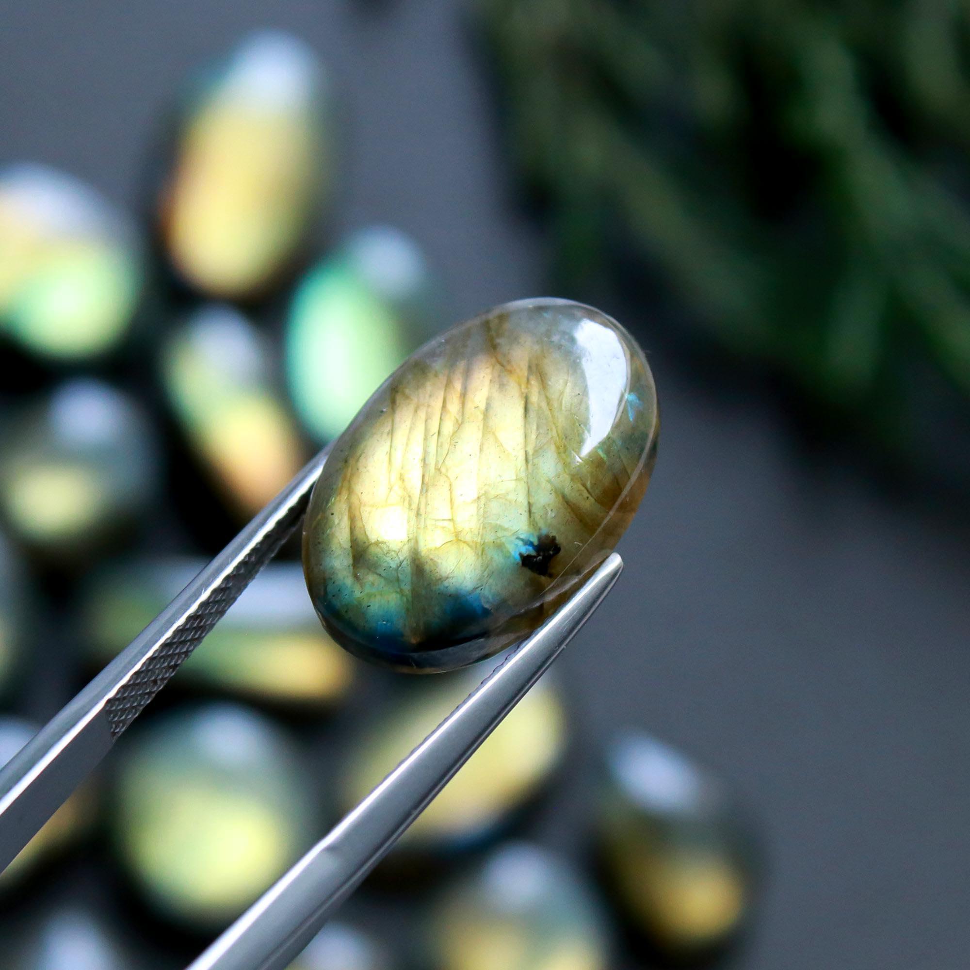 21 Pcs 169 Cts  Natural Labradorite Cabochon Loose Gemstone Jewelry Wire Wrapped Pendant Semi-Precious Healing Crystal Lots   20x10-12x12mm 12149