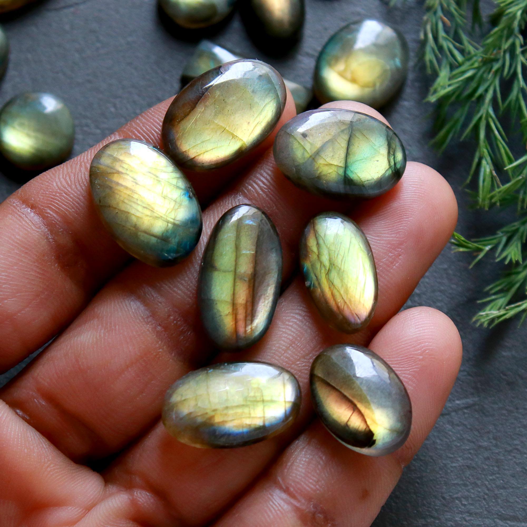 21 Pcs 169 Cts  Natural Labradorite Cabochon Loose Gemstone Jewelry Wire Wrapped Pendant Semi-Precious Healing Crystal Lots   20x10-12x12mm 12149
