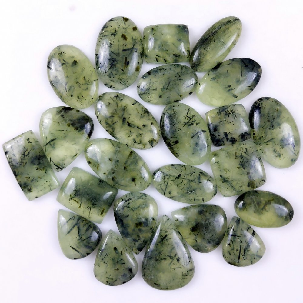 23Pcs 1130Cts Natural Green Prehnite Loose Cabochon Gemstone Lot For Jewelry Making  37x24 20x18mm#1217