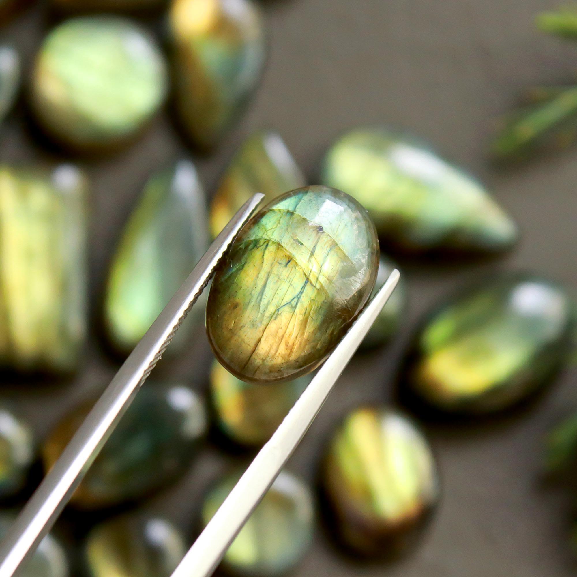 23 Pcs 171 Cts  Natural Labradorite Cabochon Loose Gemstone Jewelry Wire Wrapped Pendant Semi-Precious Healing Crystal Lots   20x10-10x10mm 12175
