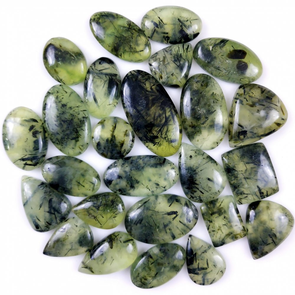 25Pcs 1364Cts Natural Green Prehnite Loose Cabochon Gemstone Lot For Jewelry Making  50x24 25x21mm#1219