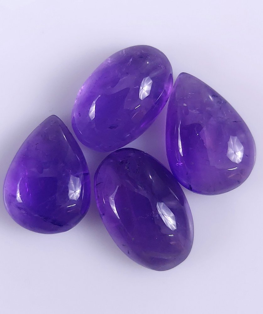 4Pcs 38Cts. Natural Purple Amethyst Cabochon Mix Shape Loose Gemstone  Jewelry Making#122