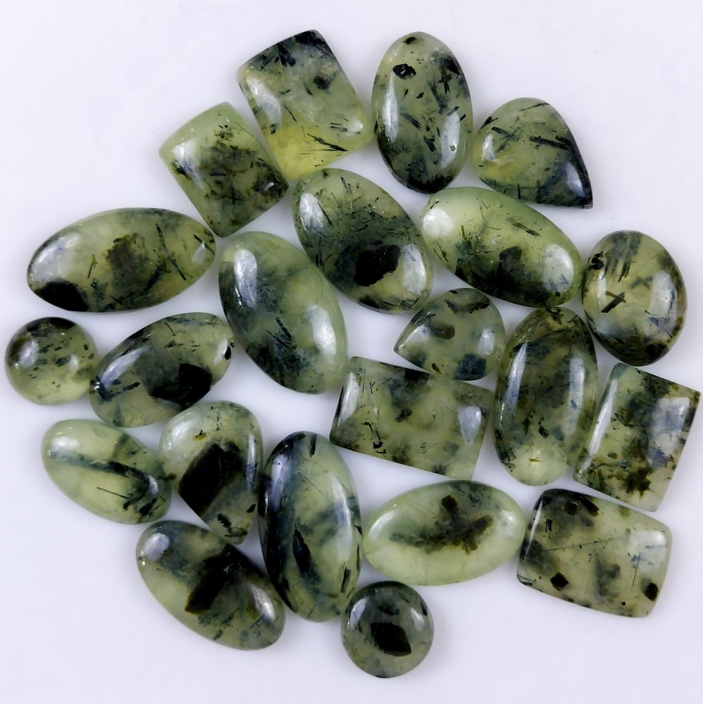 21Pcs 731Cts Natural Green Prehnite Loose Cabochon Gemstone Lot For Jewelry Making  32x26 14x14mm#1223